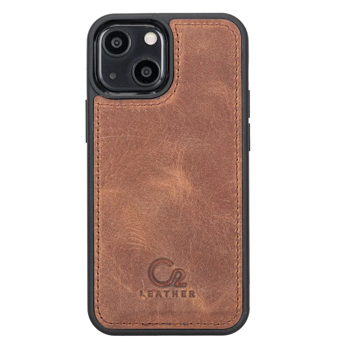 Distressed Brown Leather Wallet Case for iPhone 13 Mini