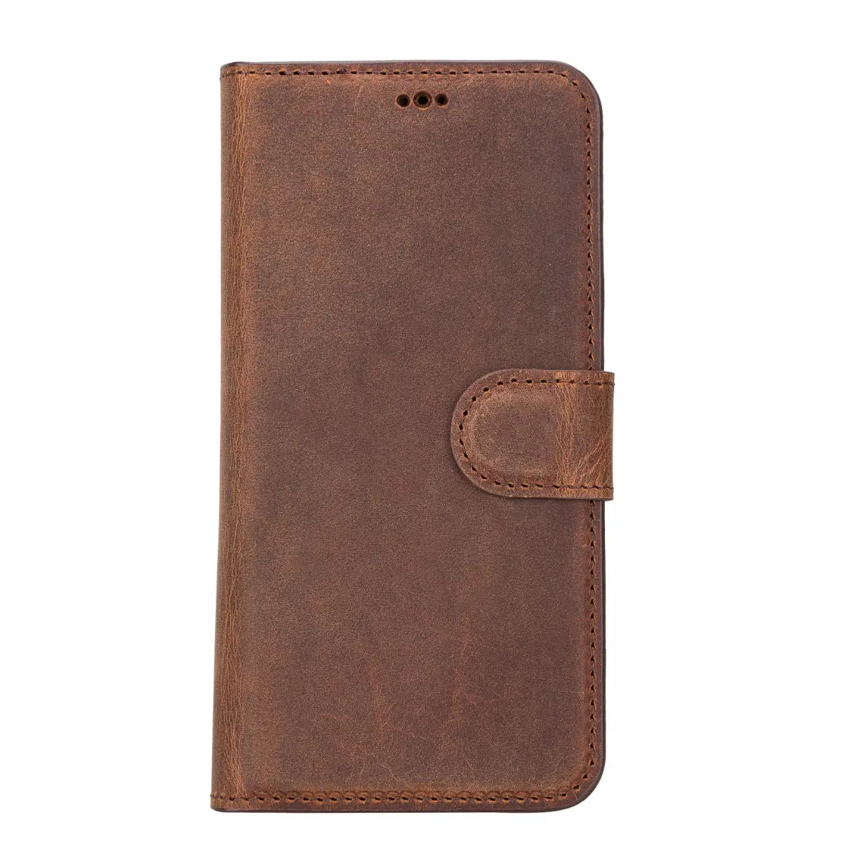 Distressed Brown Leather Wallet Case for iPhone 14 Pro