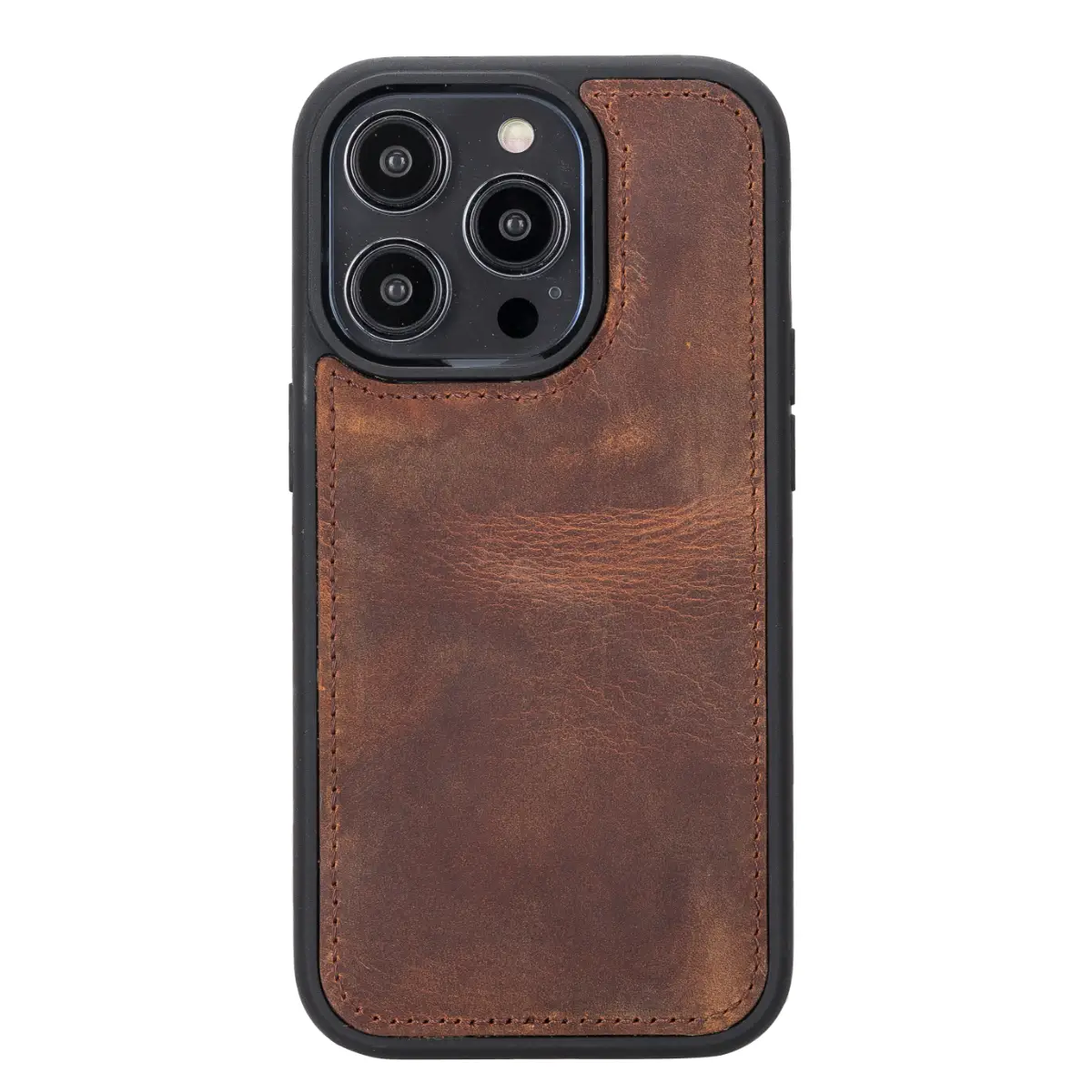 Distressed Brown Leather Wallet Case for iPhone 14 Pro