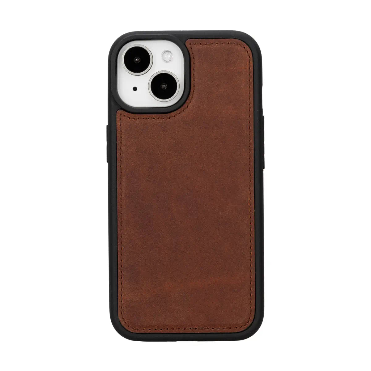 Distressed Brown Leather Wallet Case for iPhone 15