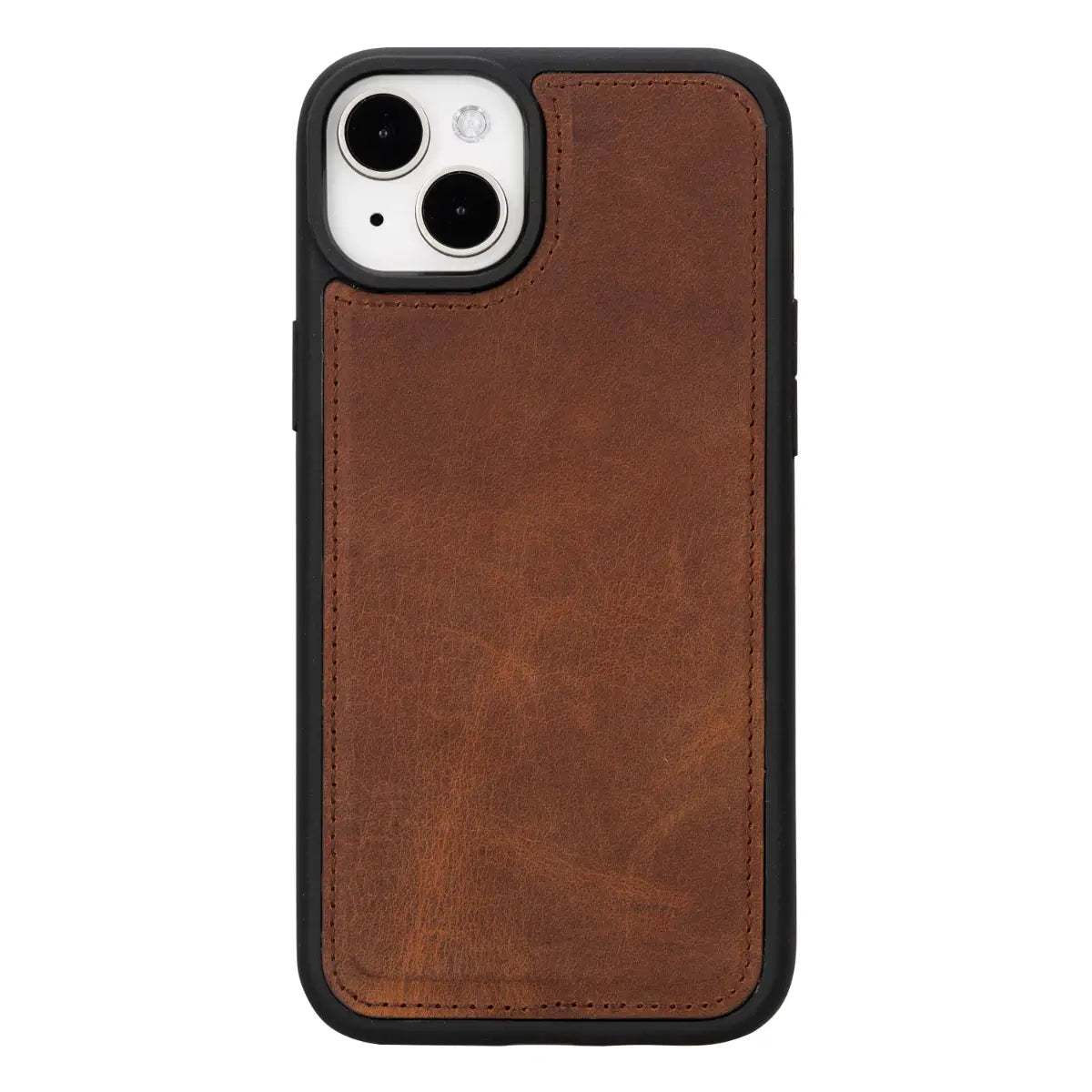 Distressed Brown Leather Wallet Case for iPhone 15 Plus