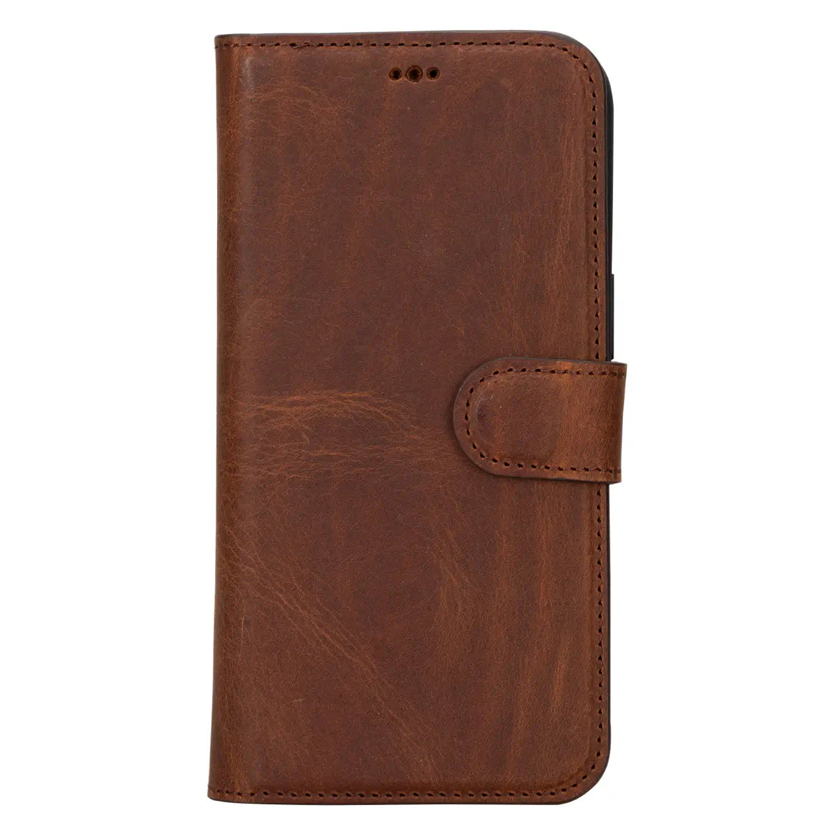 Distressed Brown Leather Wallet Case for iPhone 15 Pro Max