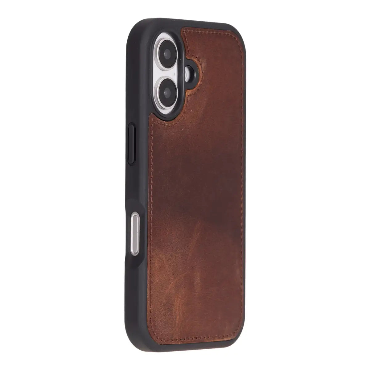Distressed Brown Leather Wallet Case for iPhone 16