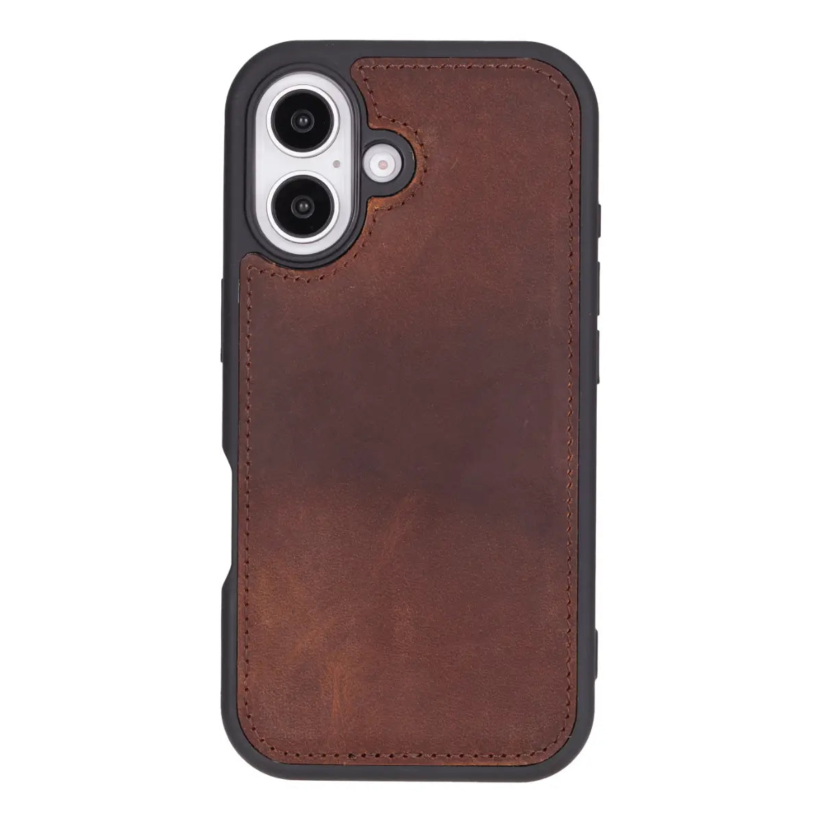 Distressed Brown Leather Wallet Case for iPhone 16