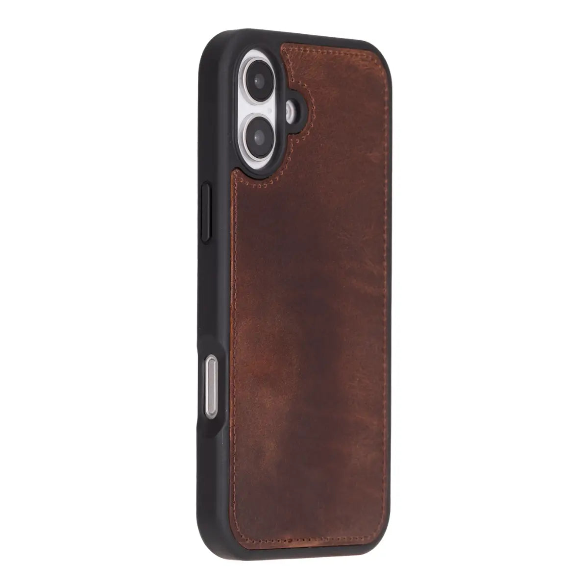 Distressed Brown Leather Wallet Case for iPhone 16 Plus