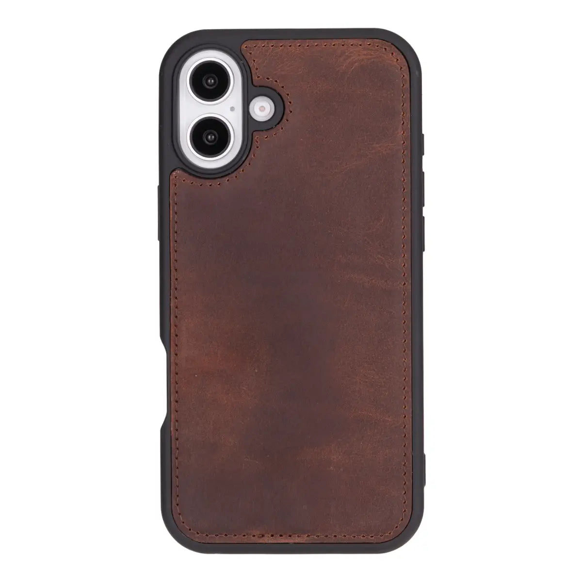 Distressed Brown Leather Wallet Case for iPhone 16 Plus