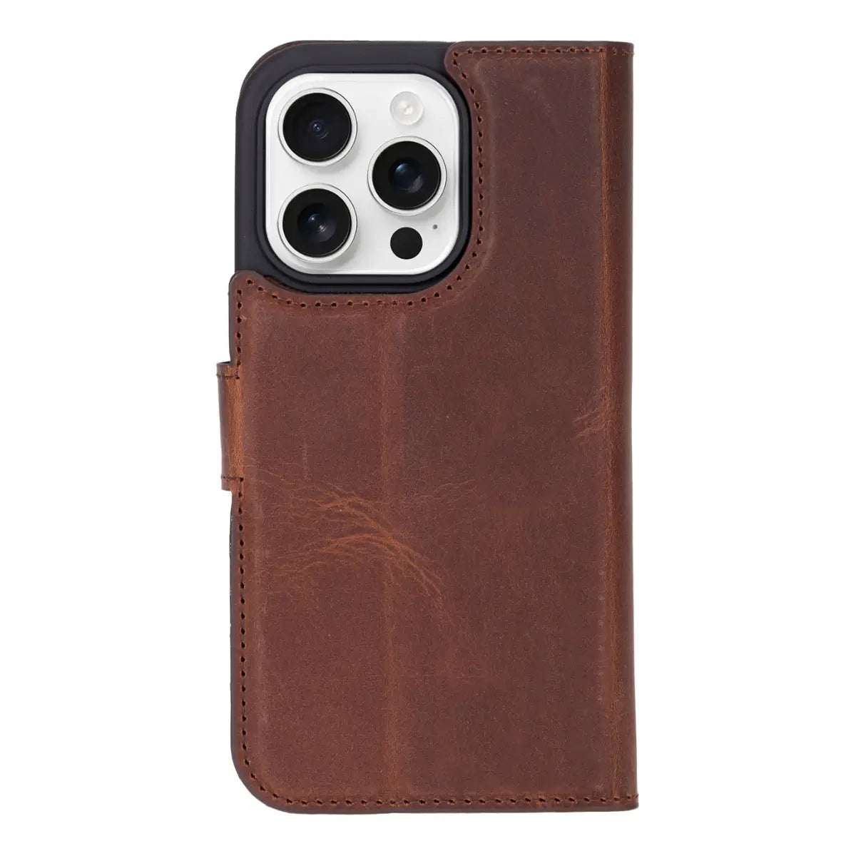 Distressed Brown Leather Wallet Case for iPhone 16 Pro Max