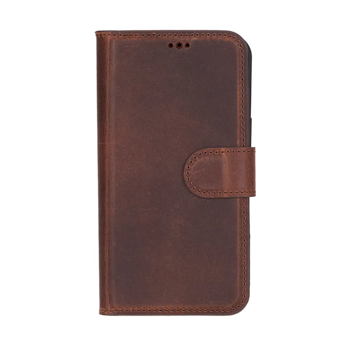 Distressed Brown Leather Wallet Case for iPhone 16e – O2 Leather