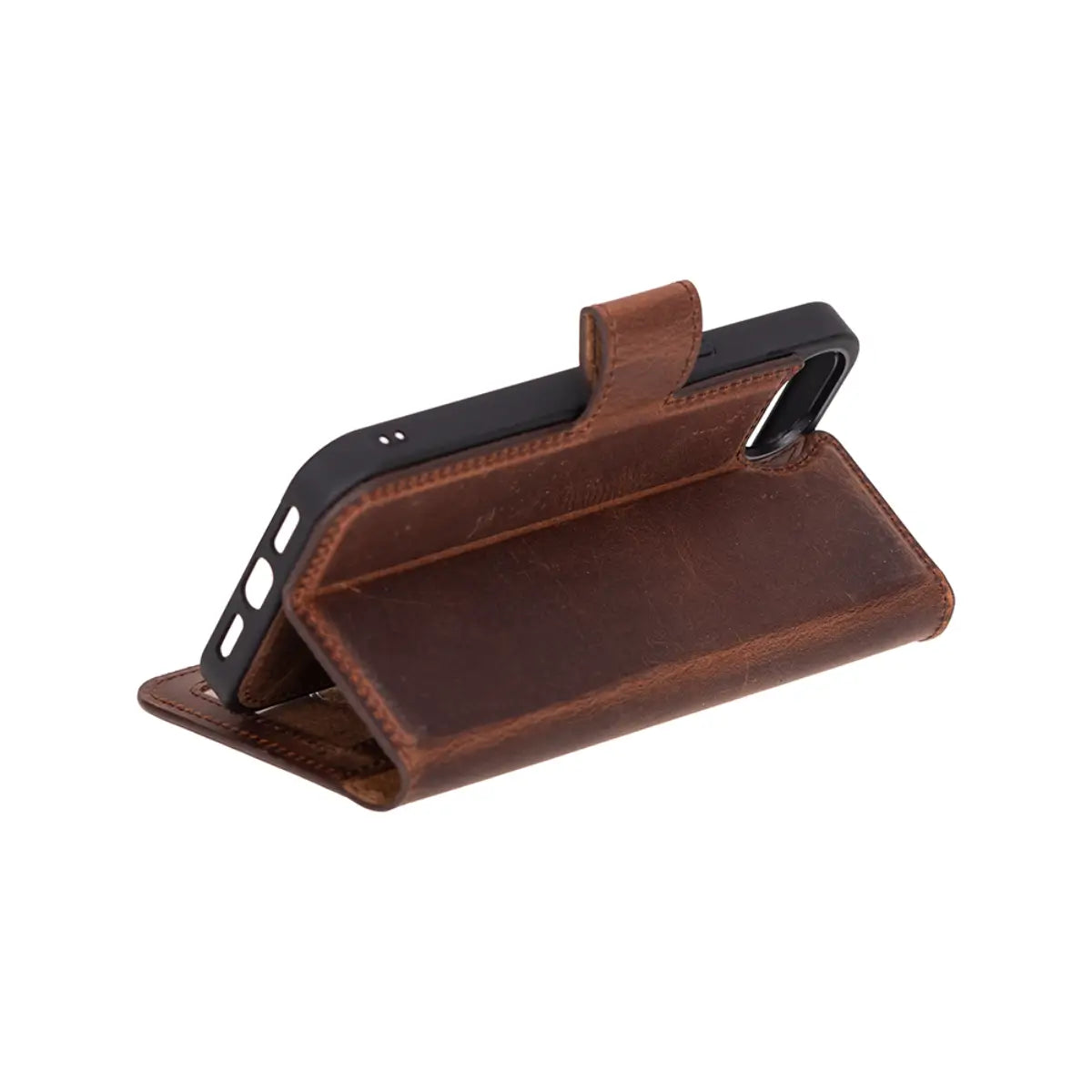 Distressed Brown Leather Wallet Case for iPhone 16e – O2 Leather