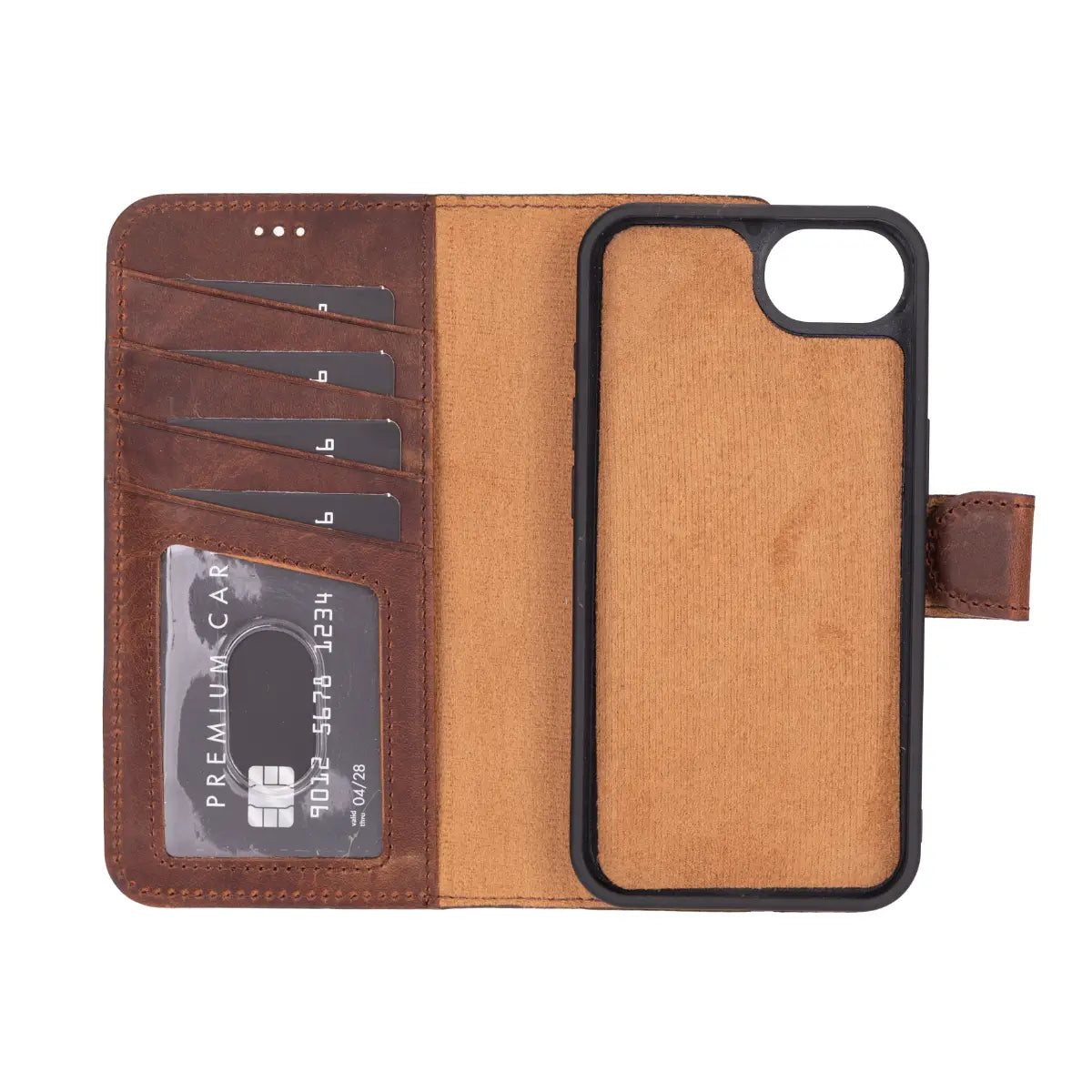 Distressed Brown Leather Wallet Case for iPhone 16e – O2 Leather