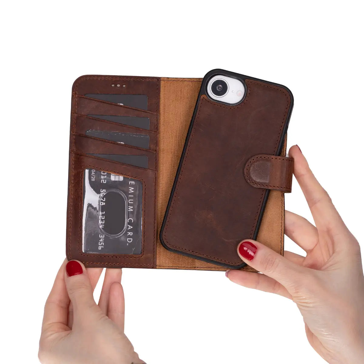 Distressed Brown Leather Wallet Case for iPhone 16e – O2 Leather