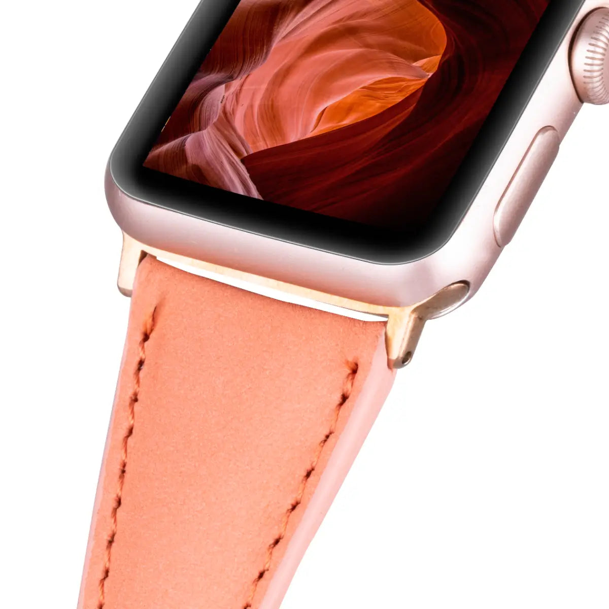 Distressed Orange Leather Slim Apple Watch Band