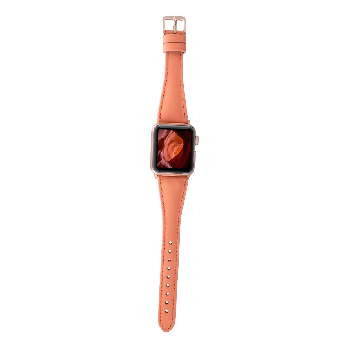 Distressed Orange Leather Slim Apple Watch Band