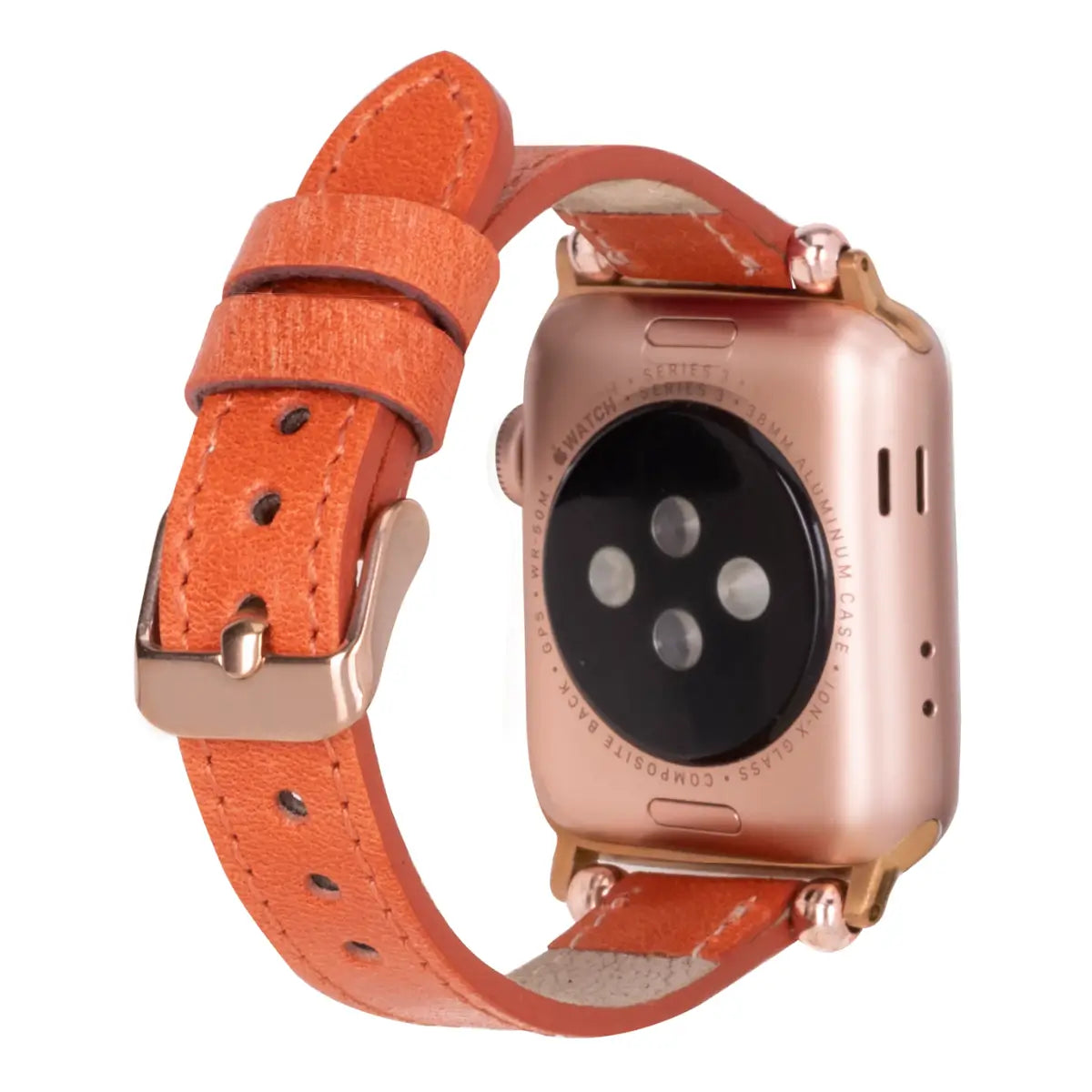 Distressed Orange Leather Ultra Slim Apple Watch Band