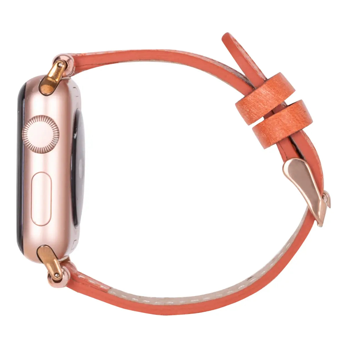 Distressed Orange Leather Ultra Slim Apple Watch Band