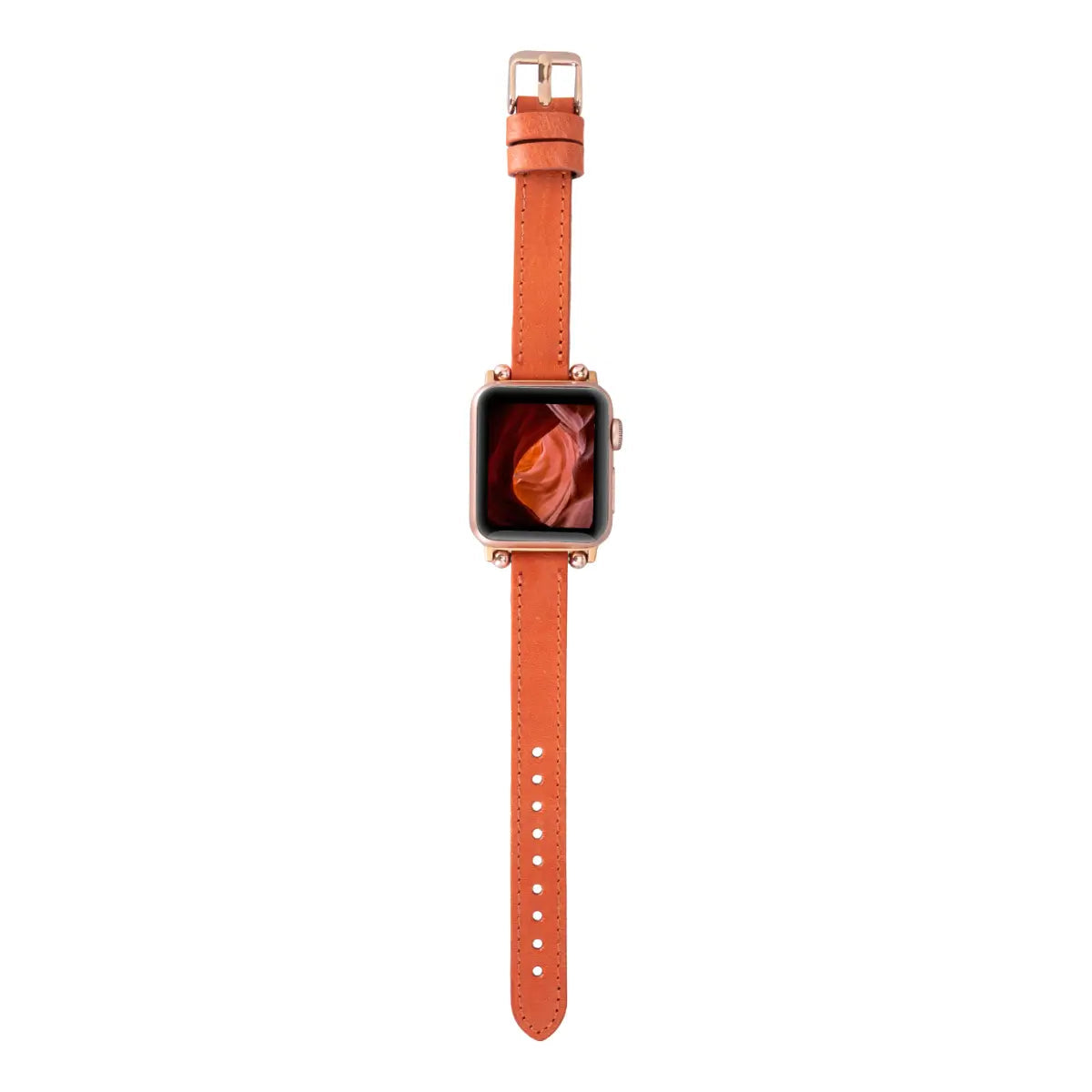 Distressed Orange Leather Ultra Slim Apple Watch Band