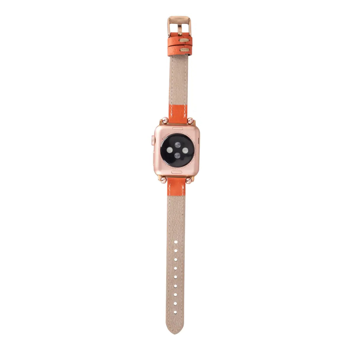Distressed Orange Leather Ultra Slim Apple Watch Band