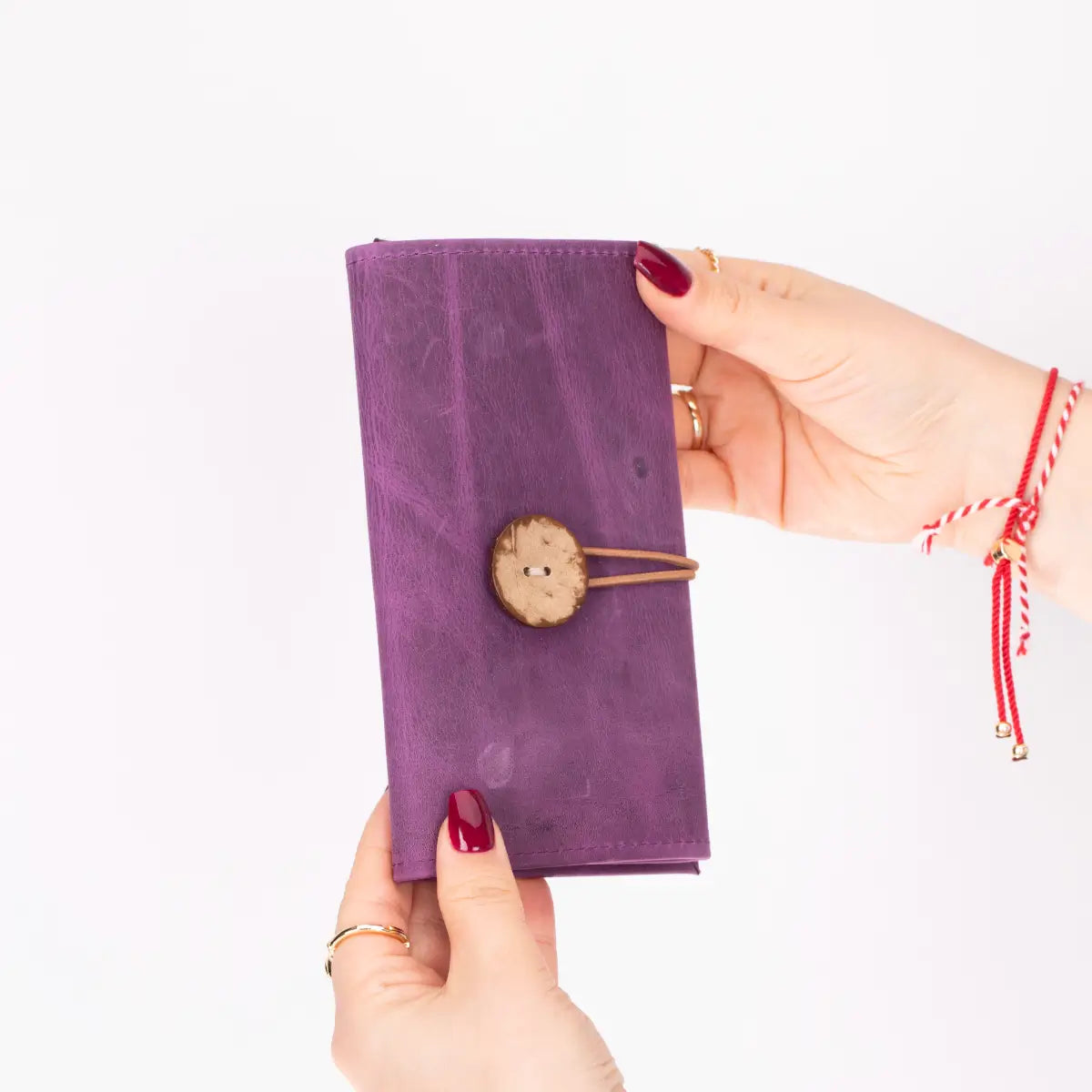 Distressed Purple Leather Cable Organizer