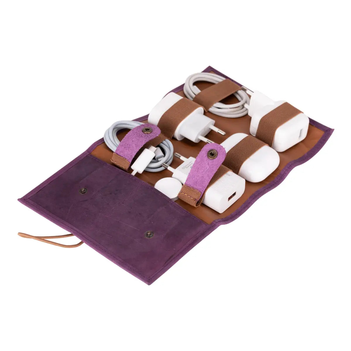 Distressed Purple Leather Cable Organizer