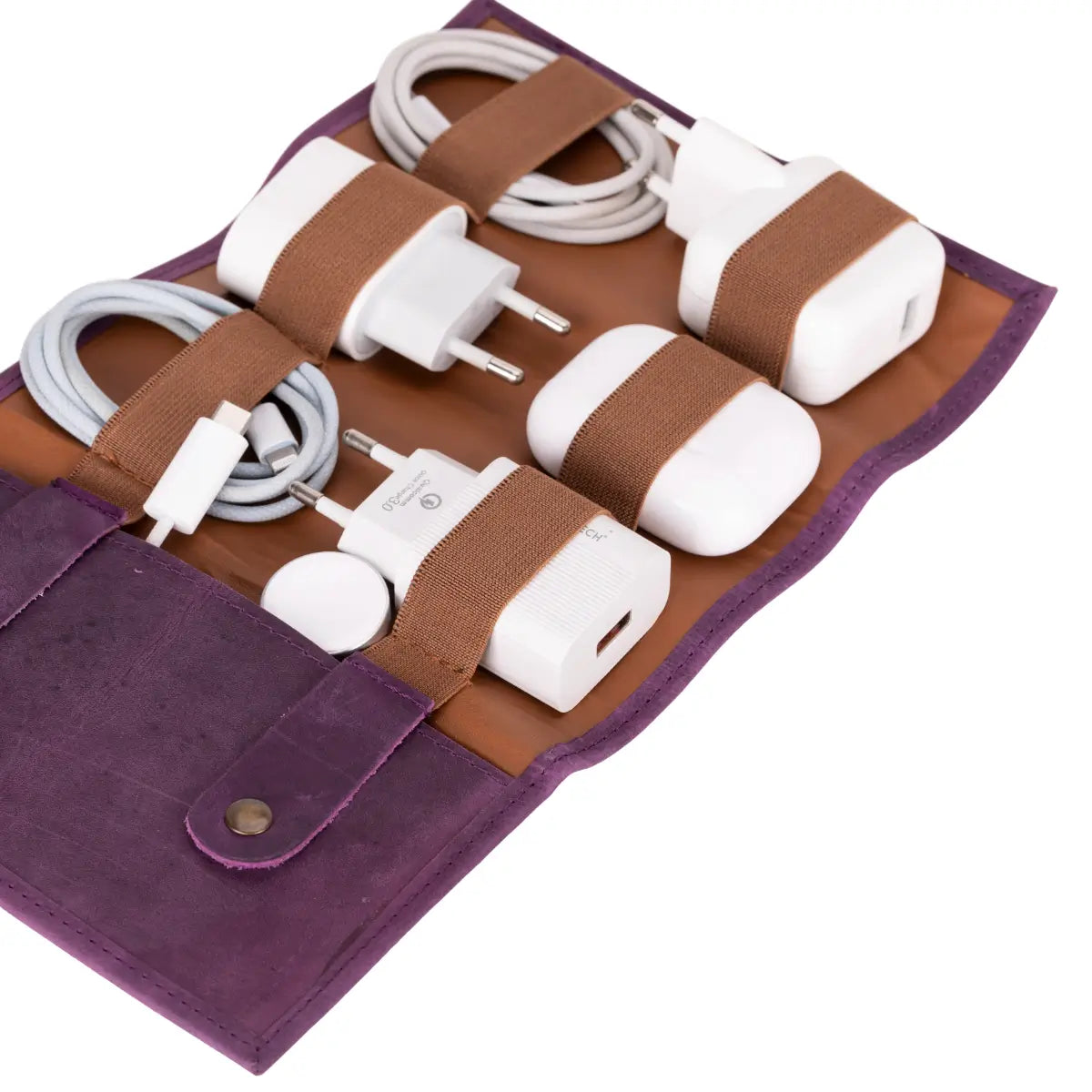 Distressed Purple Leather Cable Organizer