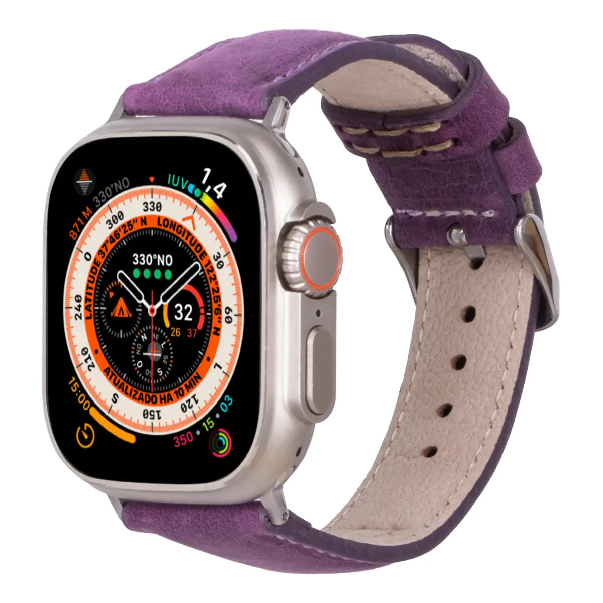 Distressed Purple Leather Classic Apple Watch Band
