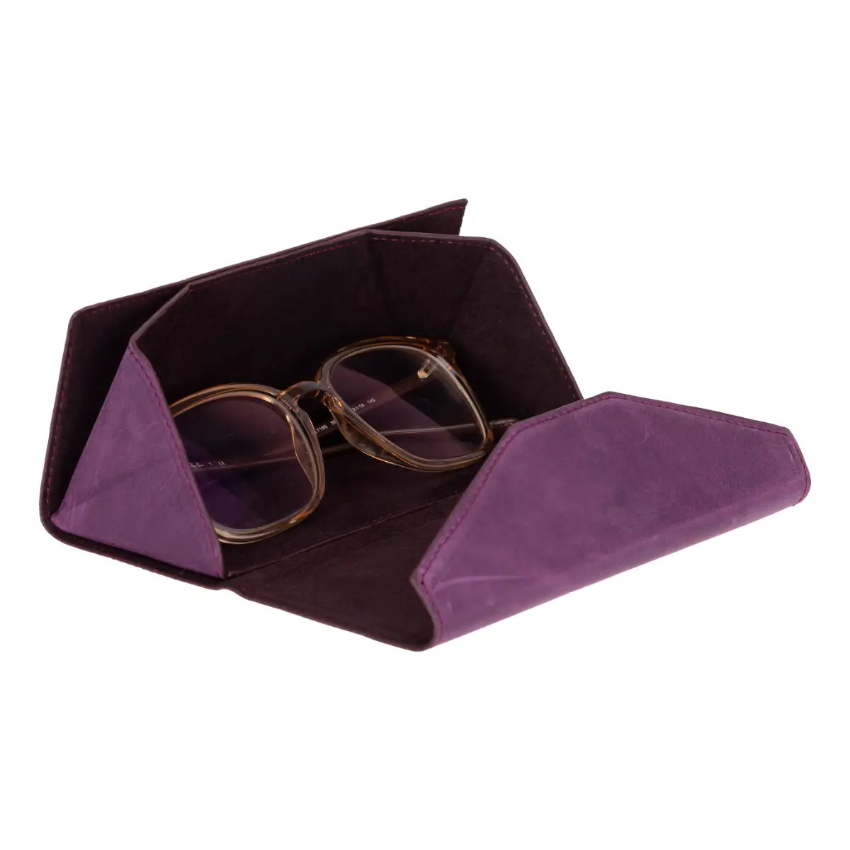 Distressed Purple Leather Glasses Case