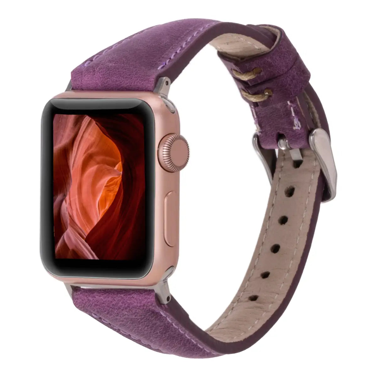 Distressed Purple Leather Slim Apple Watch Band