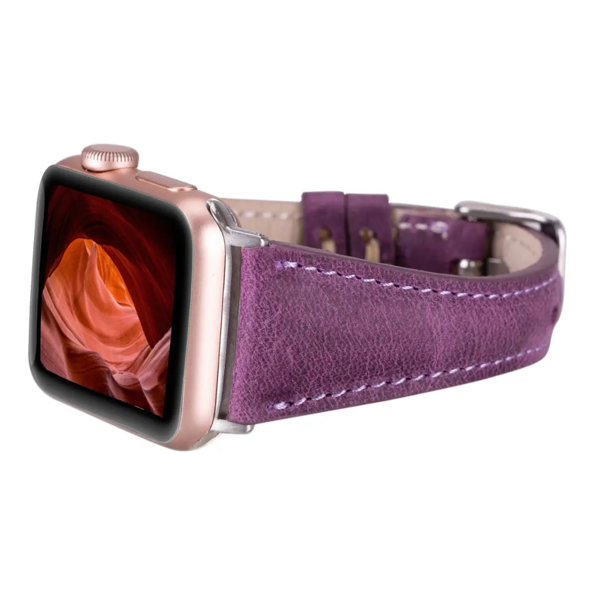 Distressed Purple Leather Slim Apple Watch Band