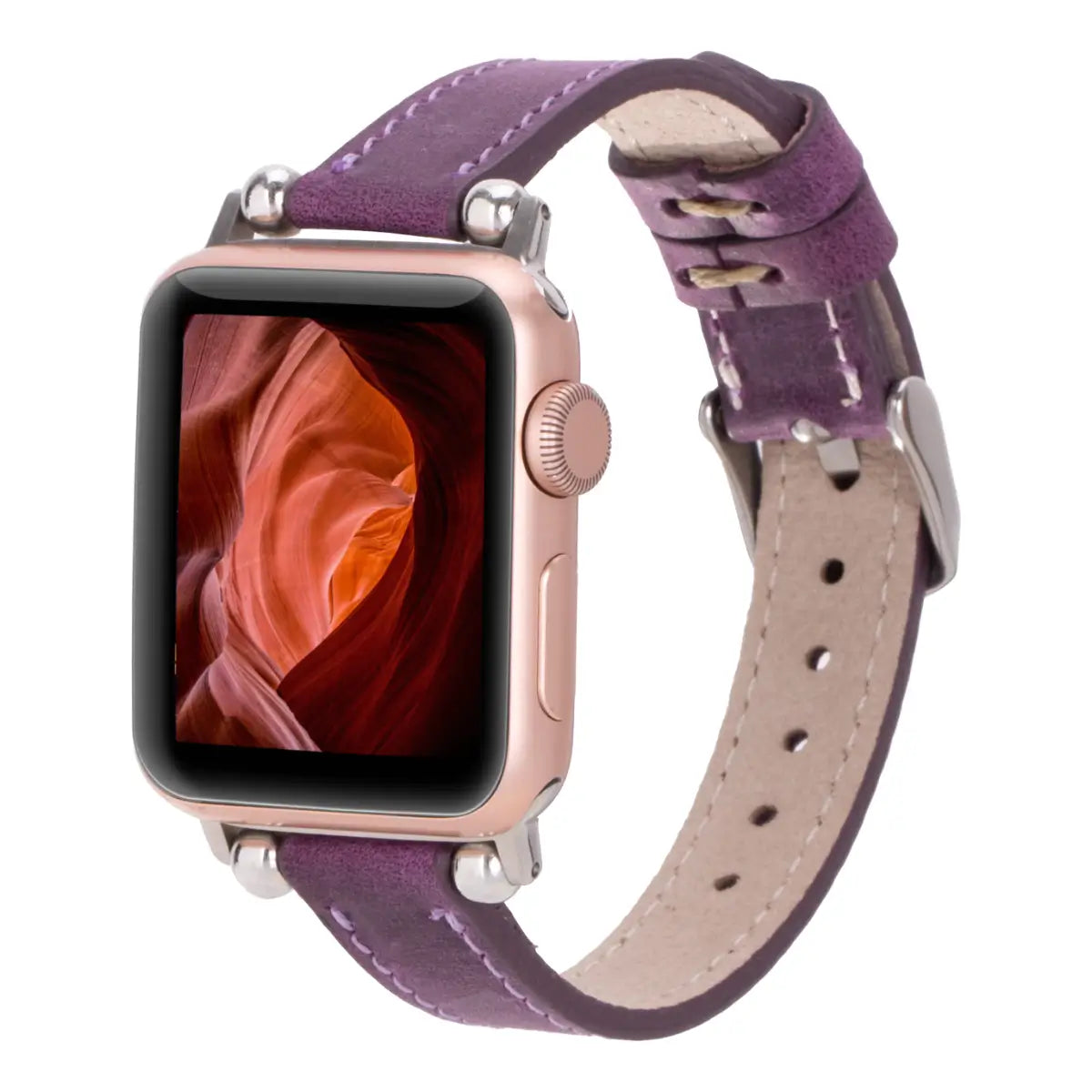 Distressed Purple Leather Ultra Slim Apple Watch Band