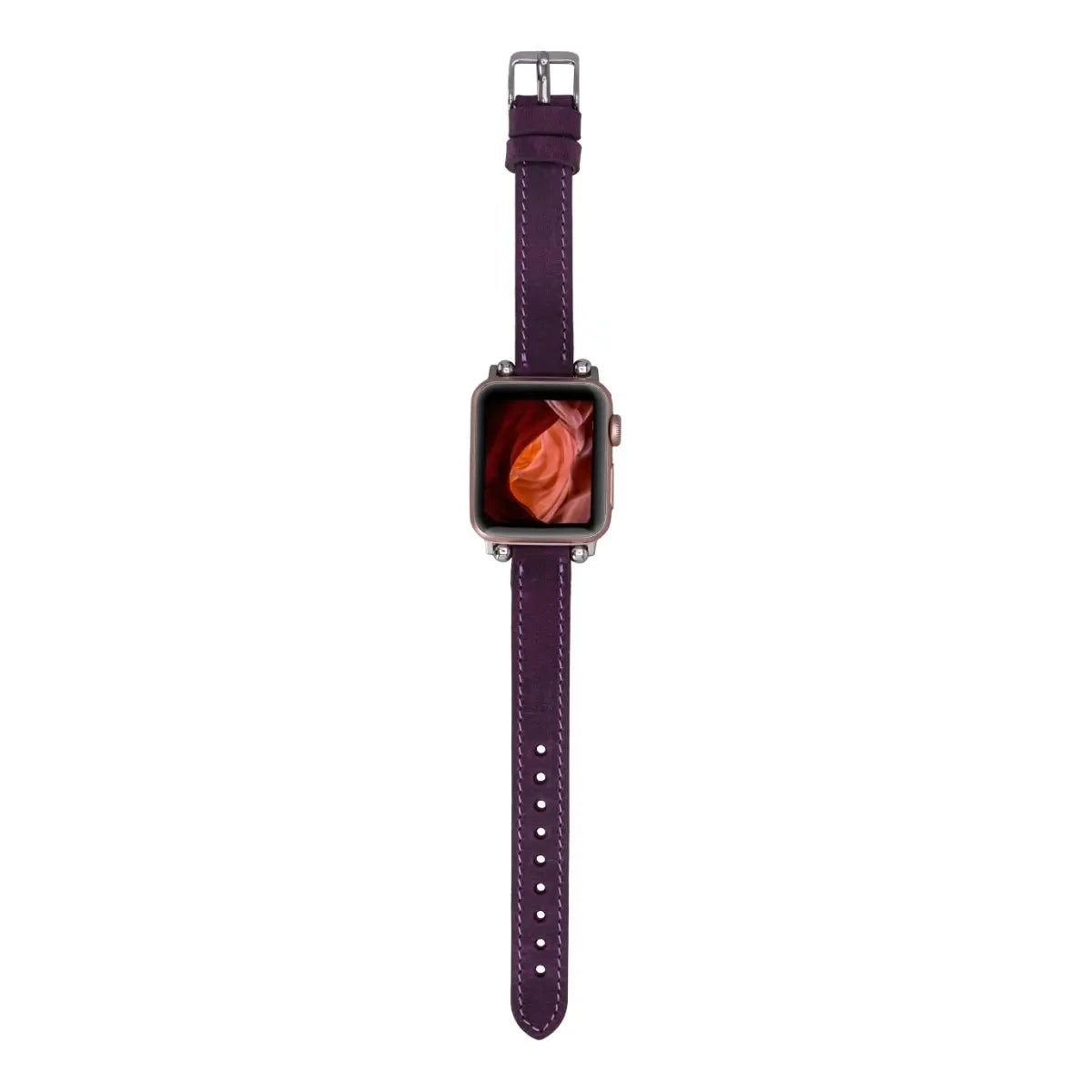 Distressed Purple Leather Ultra Slim Apple Watch Band