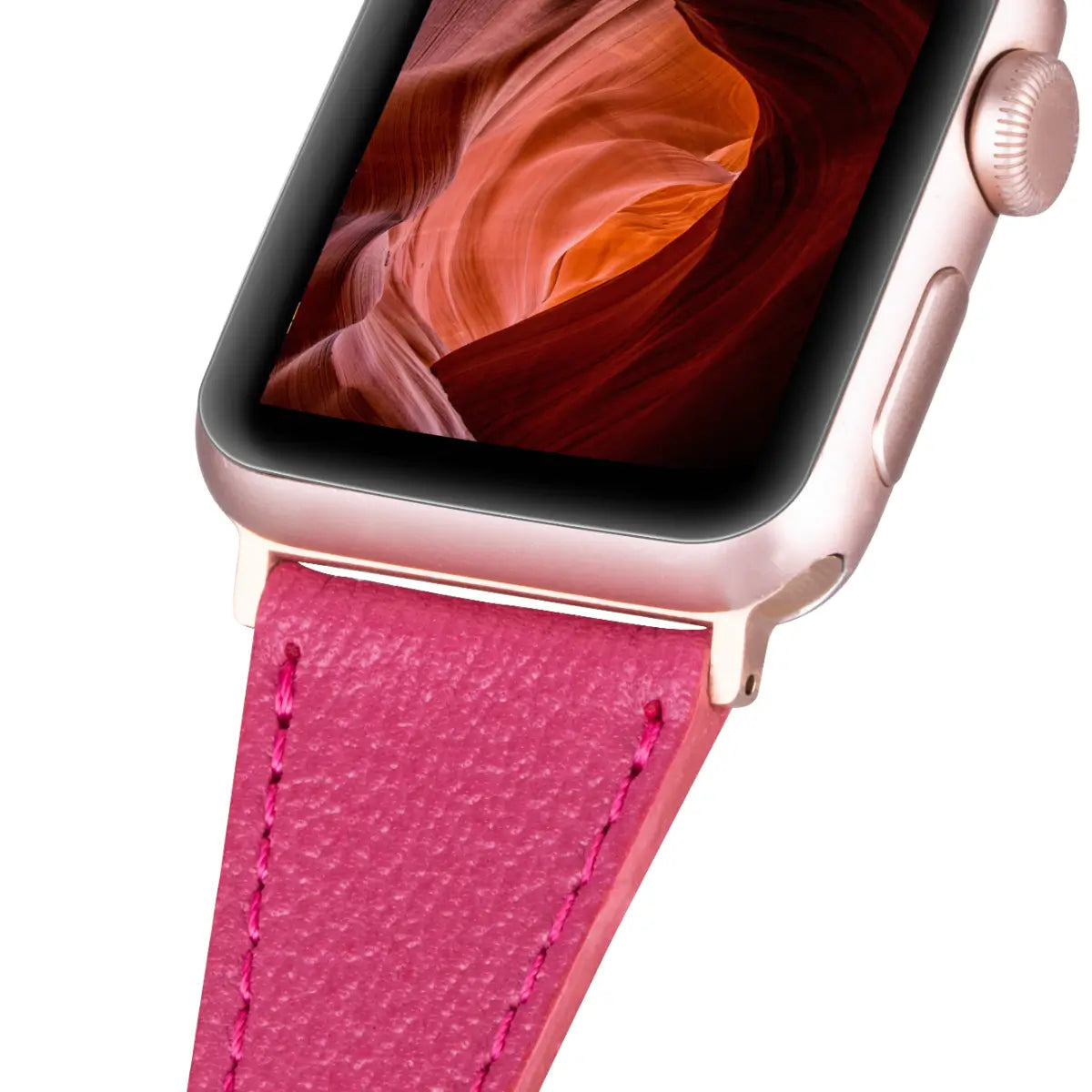 Fuchsia Leather Double Tour Slim Apple Watch Band