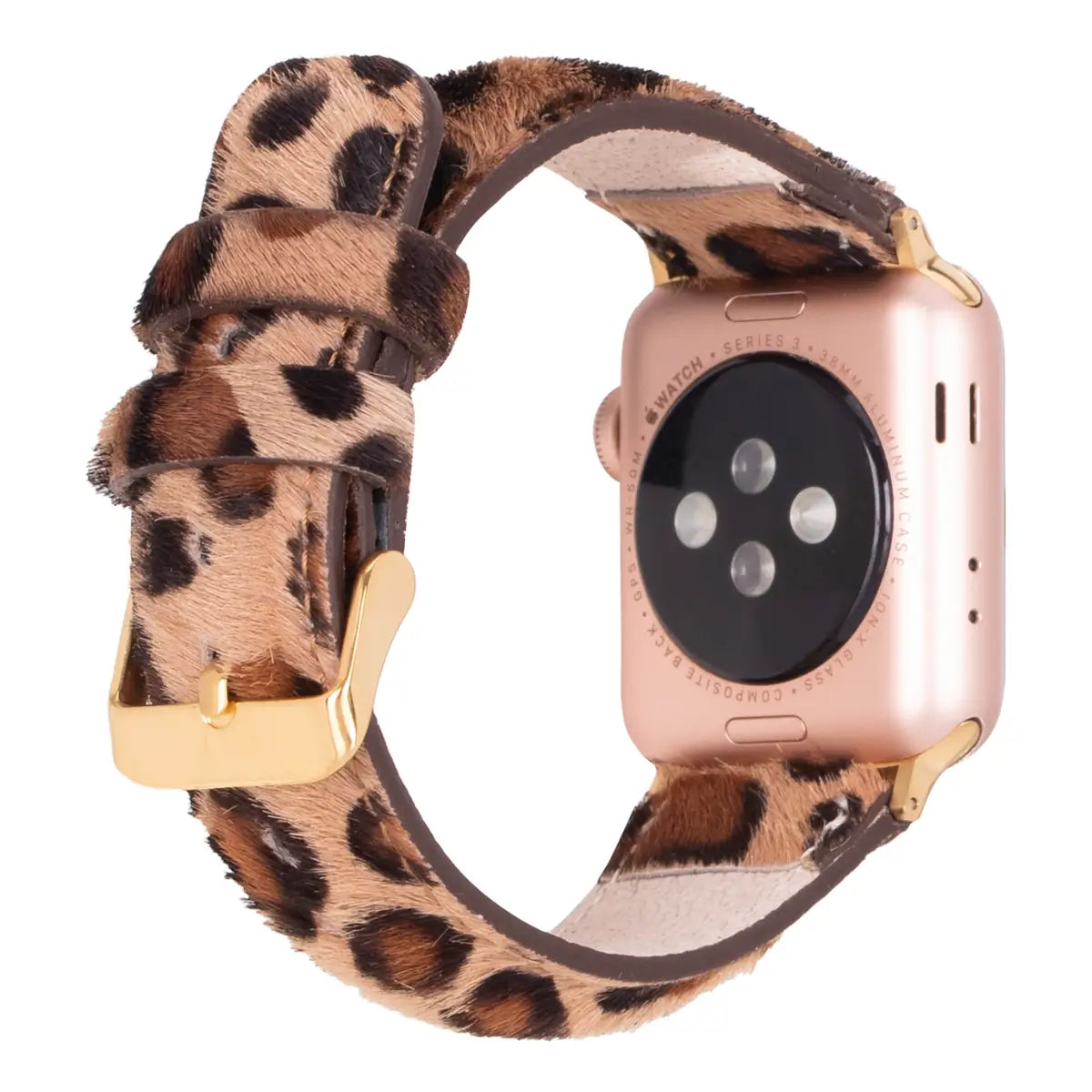 Furry Leopard Pattern Leather Apple Watch Strap