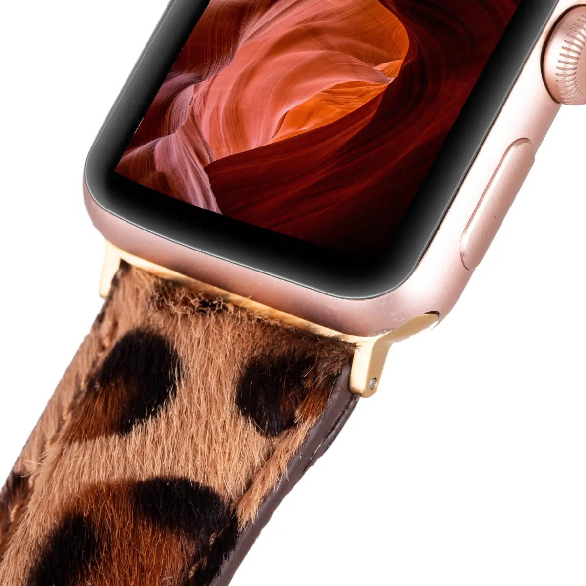 Furry Leopard Pattern Leather Apple Watch Strap