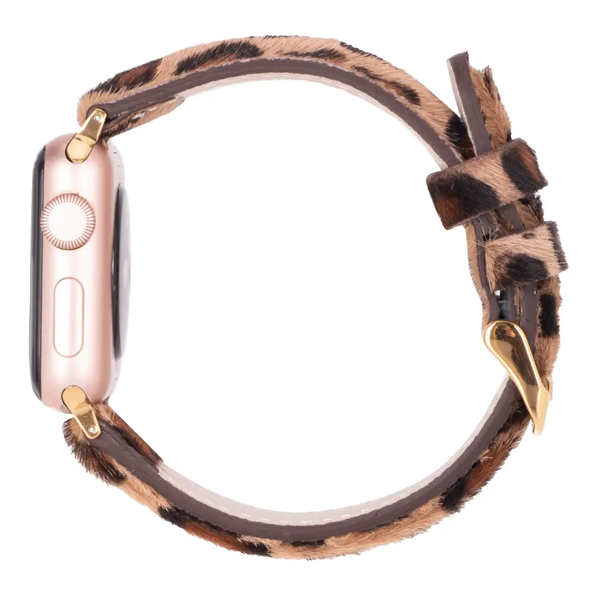 Furry Leopard Pattern Leather Apple Watch Strap