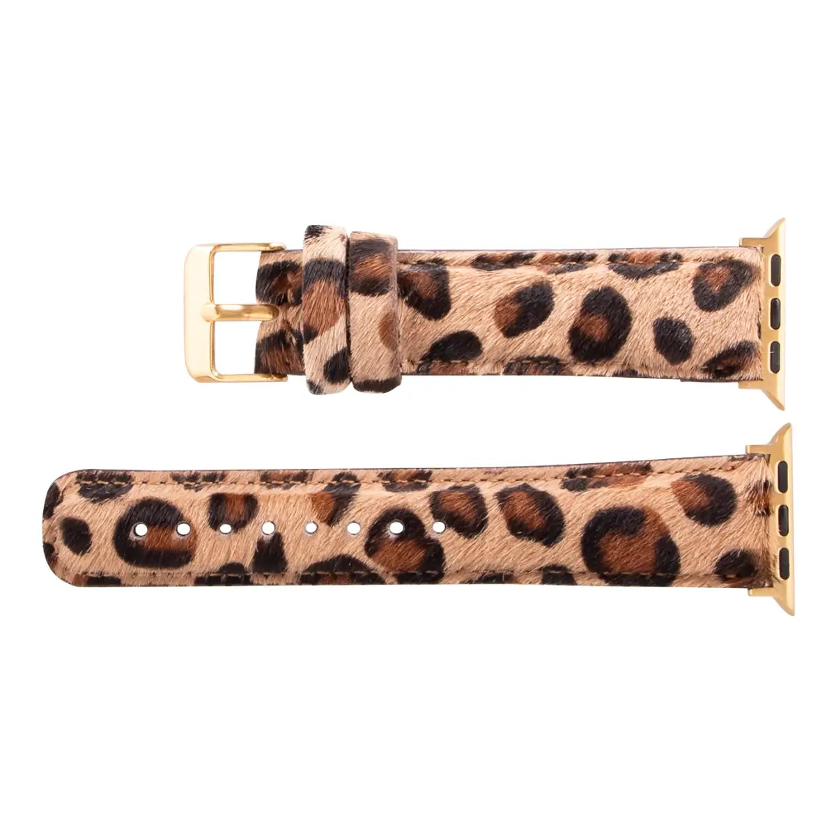 Furry Leopard Pattern Leather Apple Watch Strap