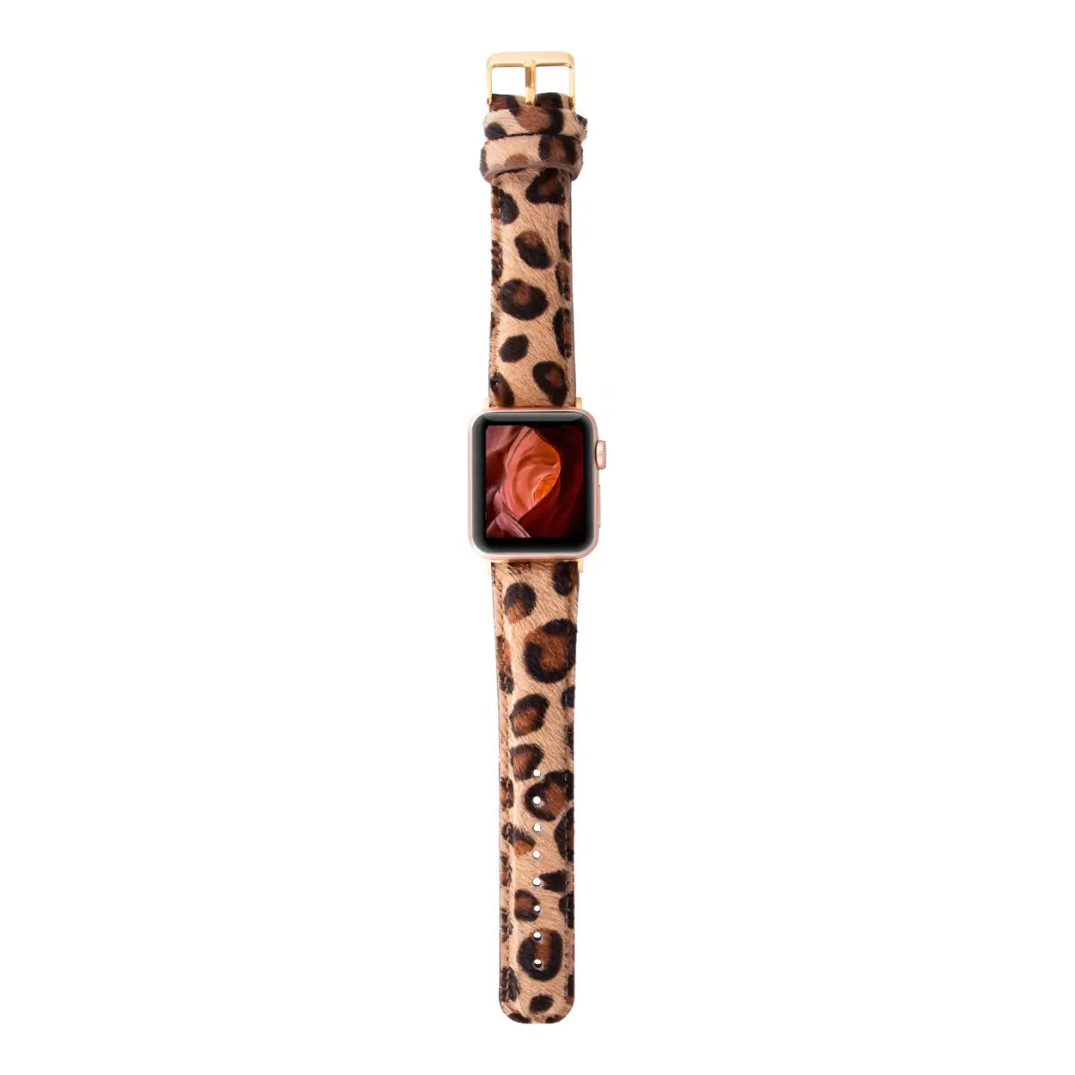 Furry Leopard Pattern Leather Apple Watch Strap