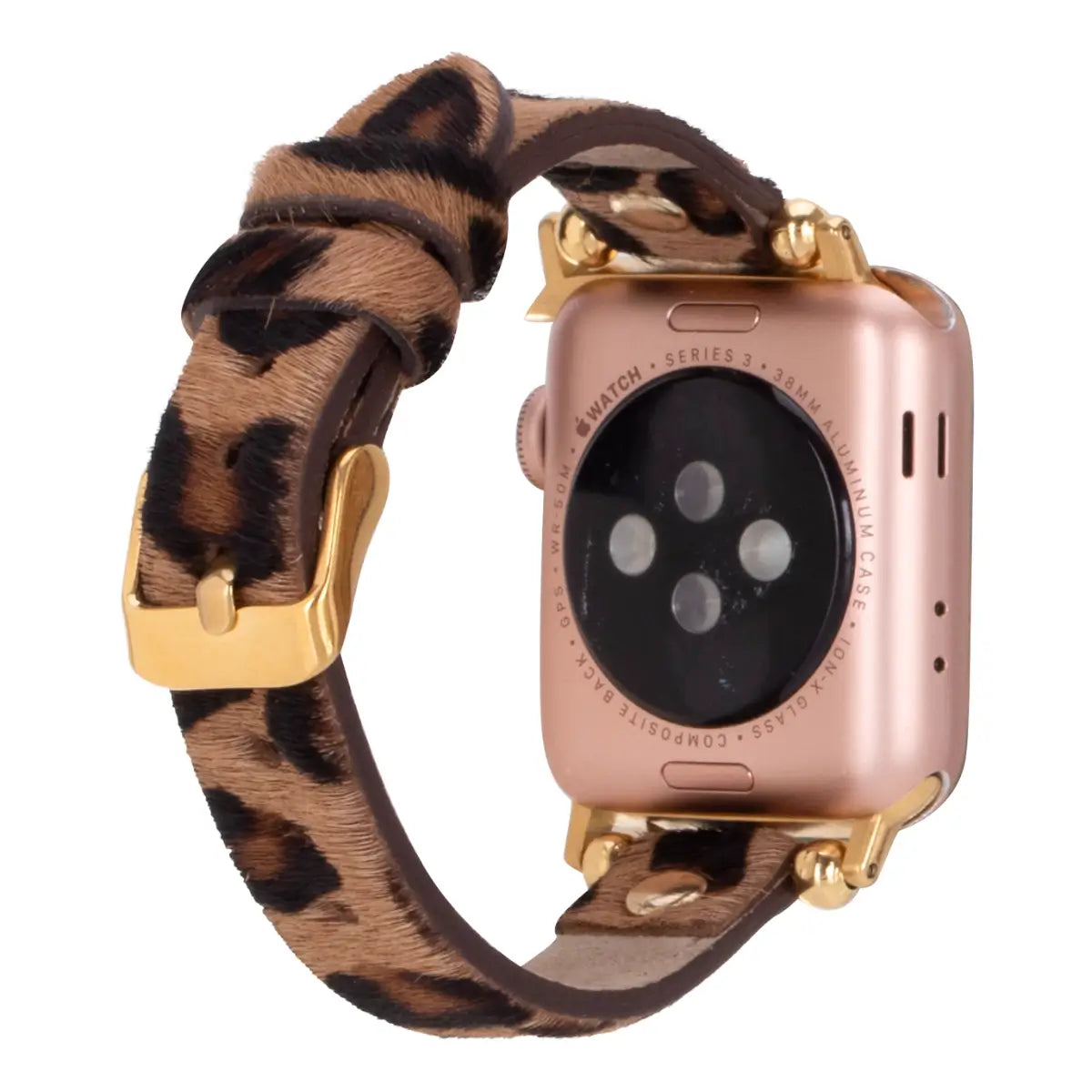 Furry Leopard Pattern Leather Ultra Slim Apple Watch Band