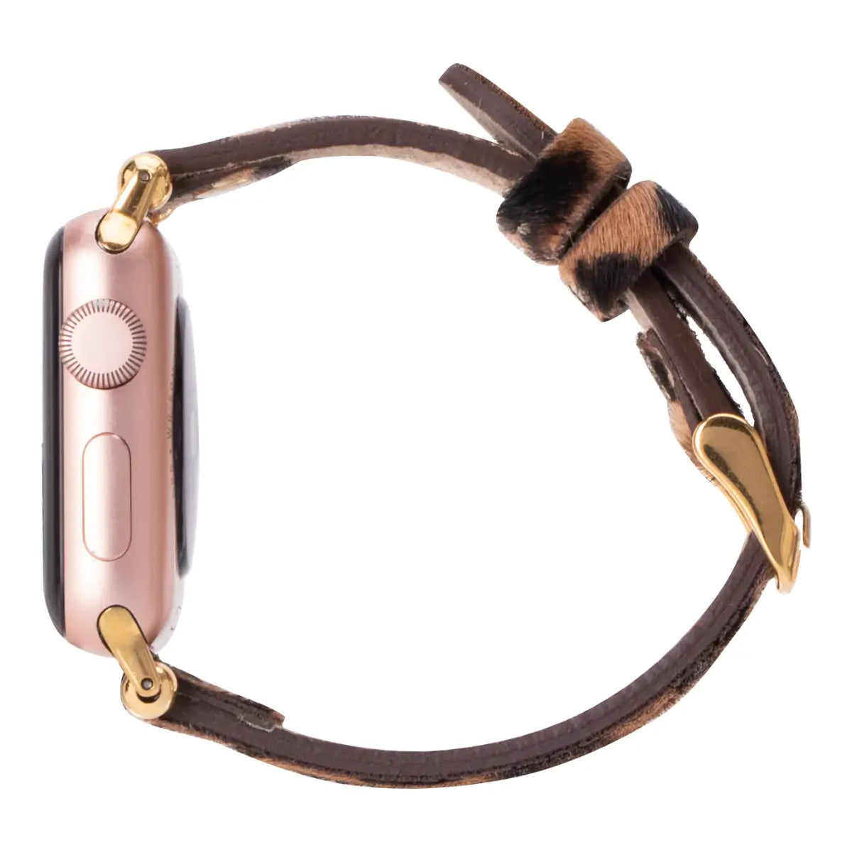 Furry Leopard Pattern Leather Ultra Slim Apple Watch Band