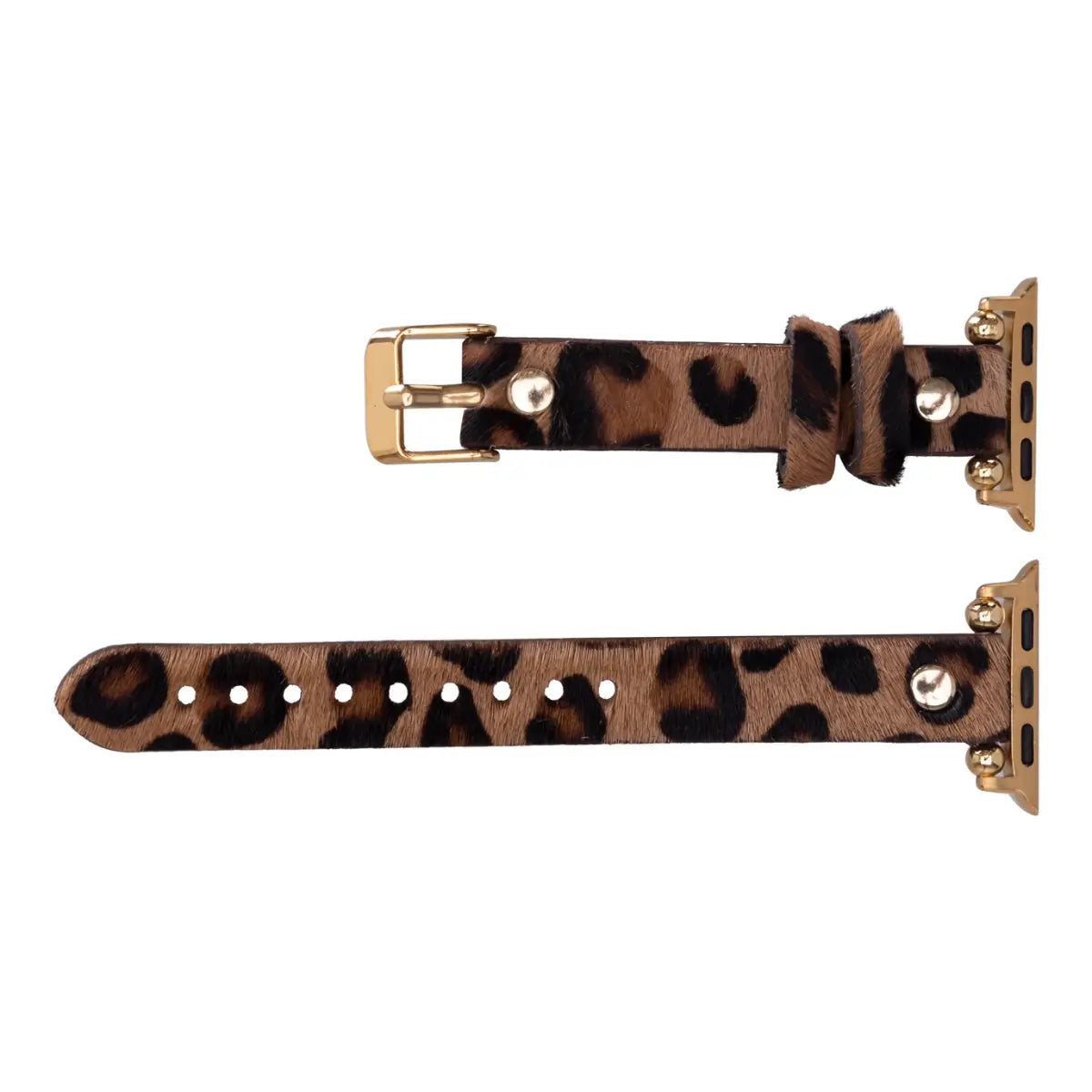 Furry Leopard Pattern Leather Ultra Slim Apple Watch Band