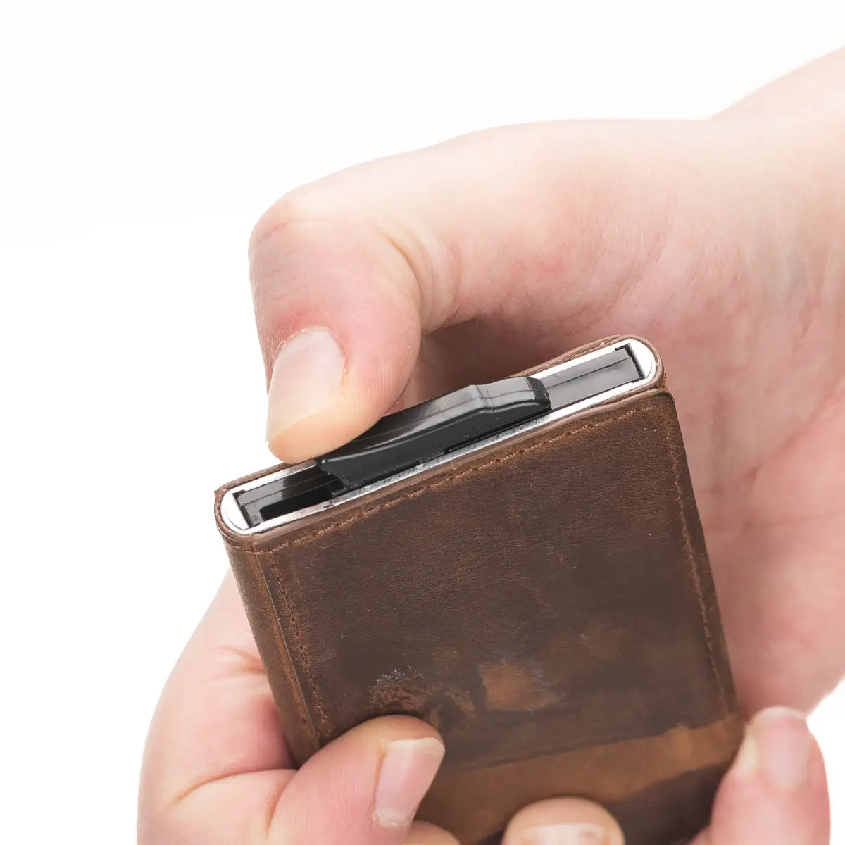 Torres Luxury Leather Card Holder-Distressed Brown