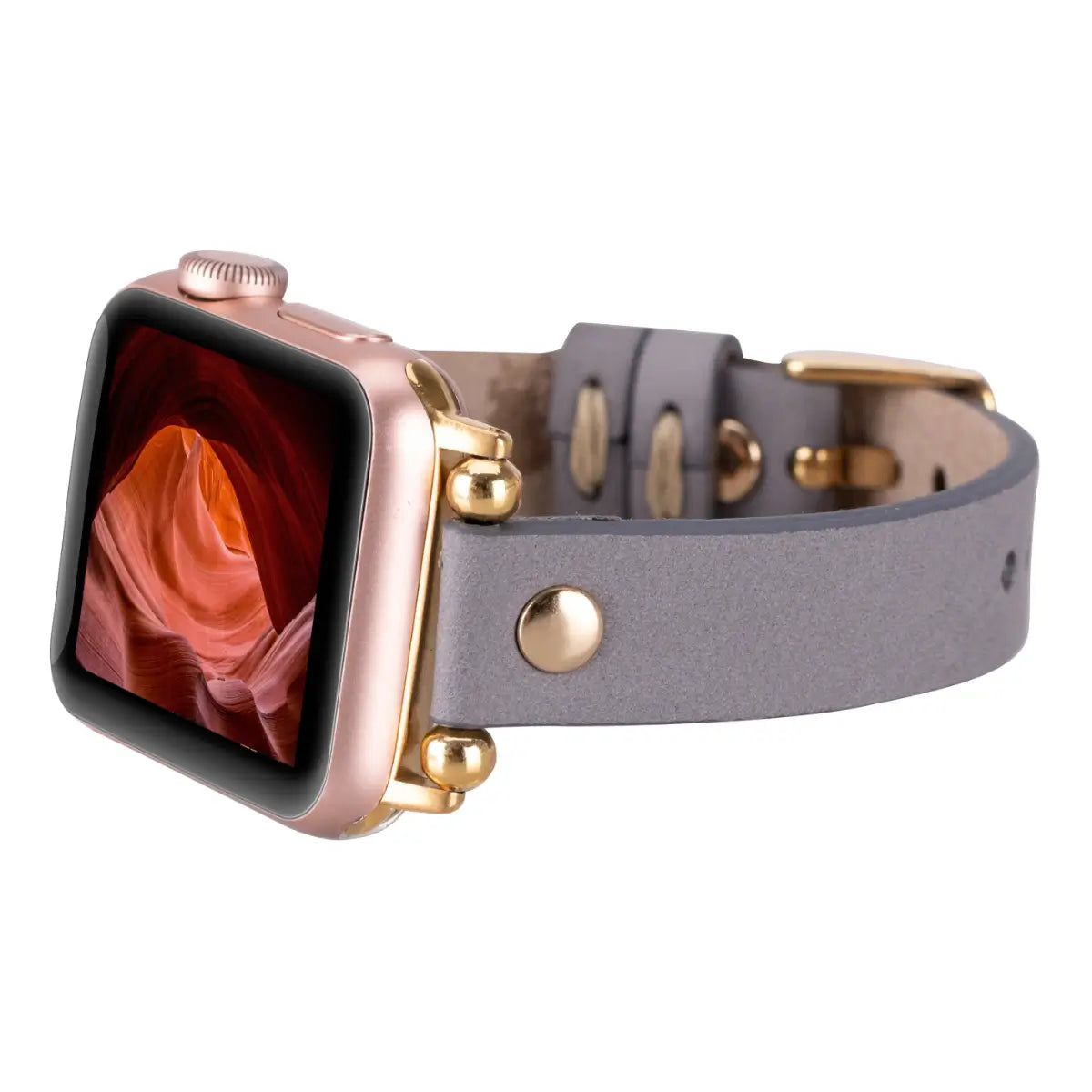 Gray Leather Ultra Slim Apple Watch Band