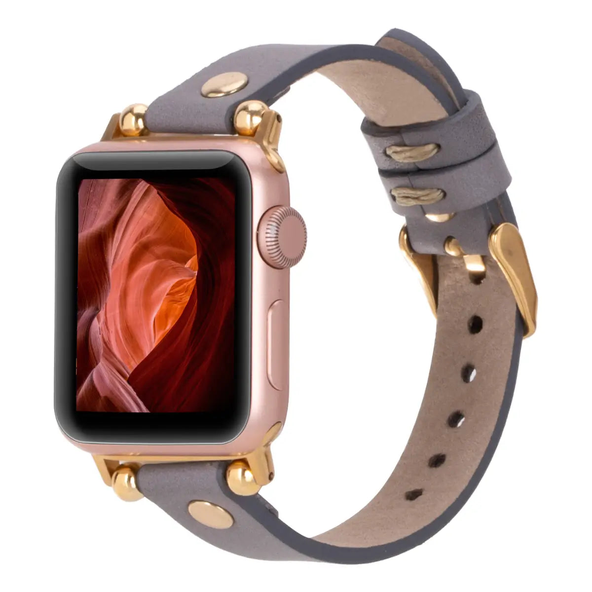 Gray Leather Ultra Slim Apple Watch Band