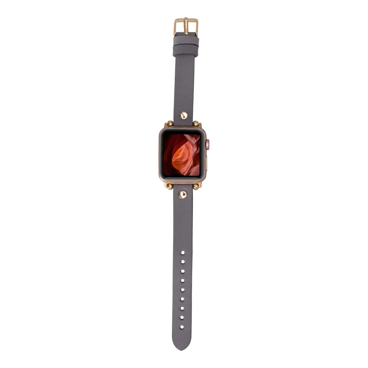Gray Leather Ultra Slim Apple Watch Band