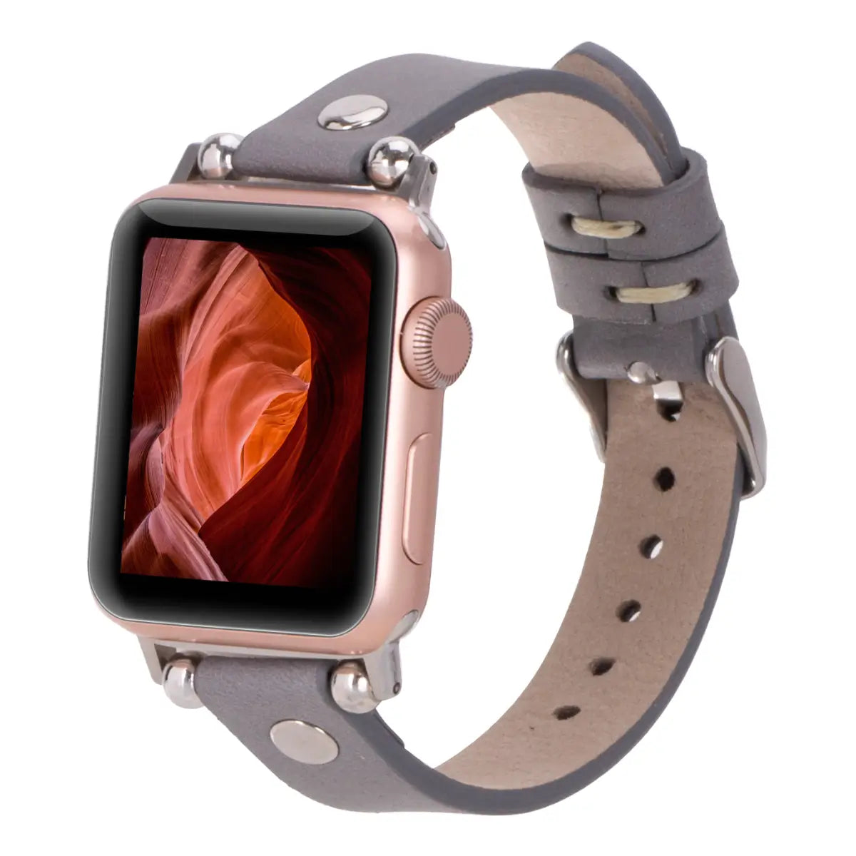 Gray Leather Ultra Slim Apple Watch Band