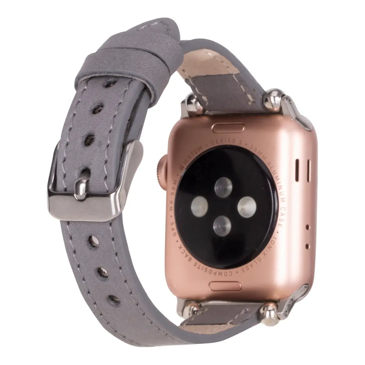 Gray Leather Ultra Slim Apple Watch Band