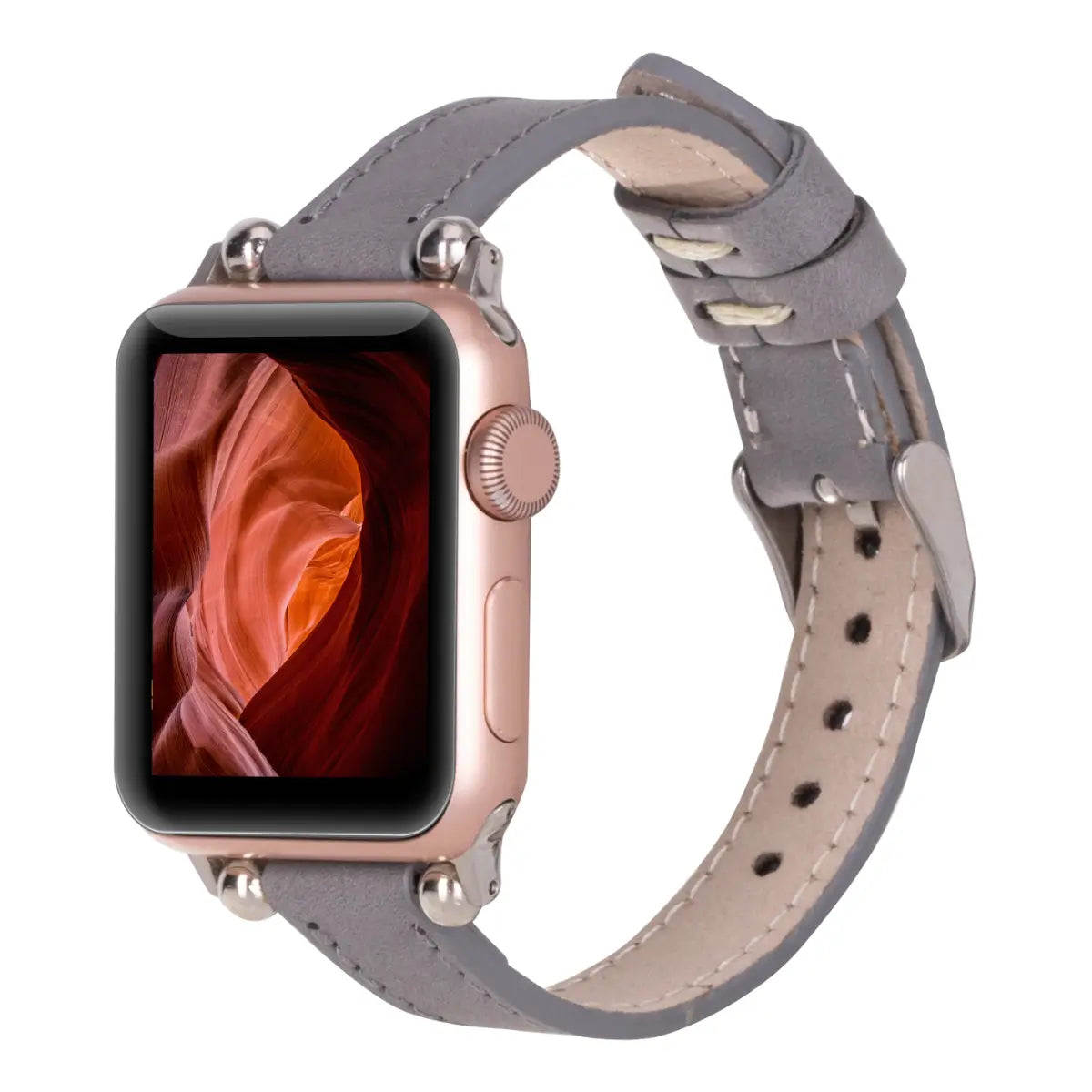 Gray Leather Ultra Slim Apple Watch Band