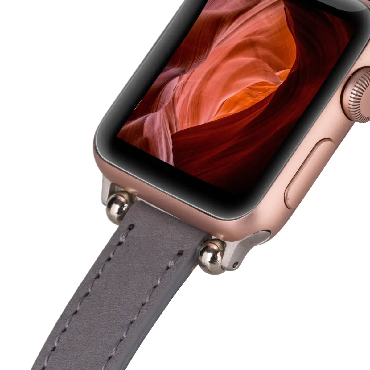 Gray Leather Ultra Slim Apple Watch Band
