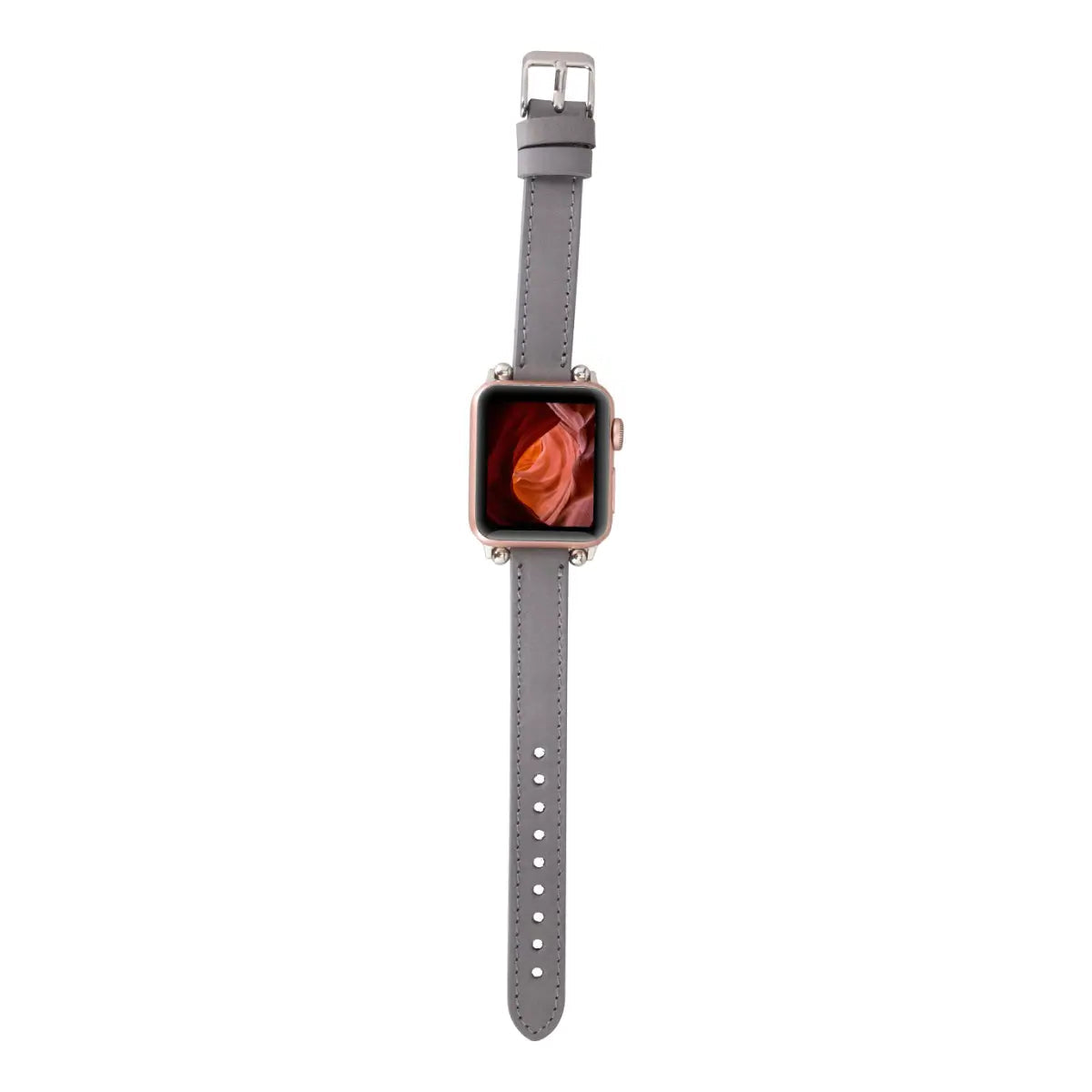 Gray Leather Ultra Slim Apple Watch Band