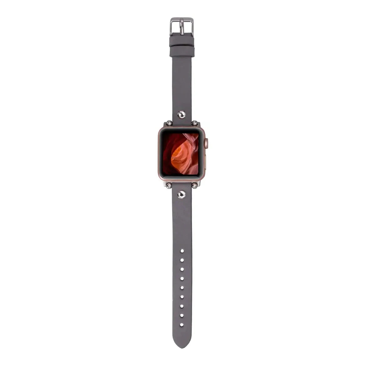 Gray Leather Ultra Slim Apple Watch Band