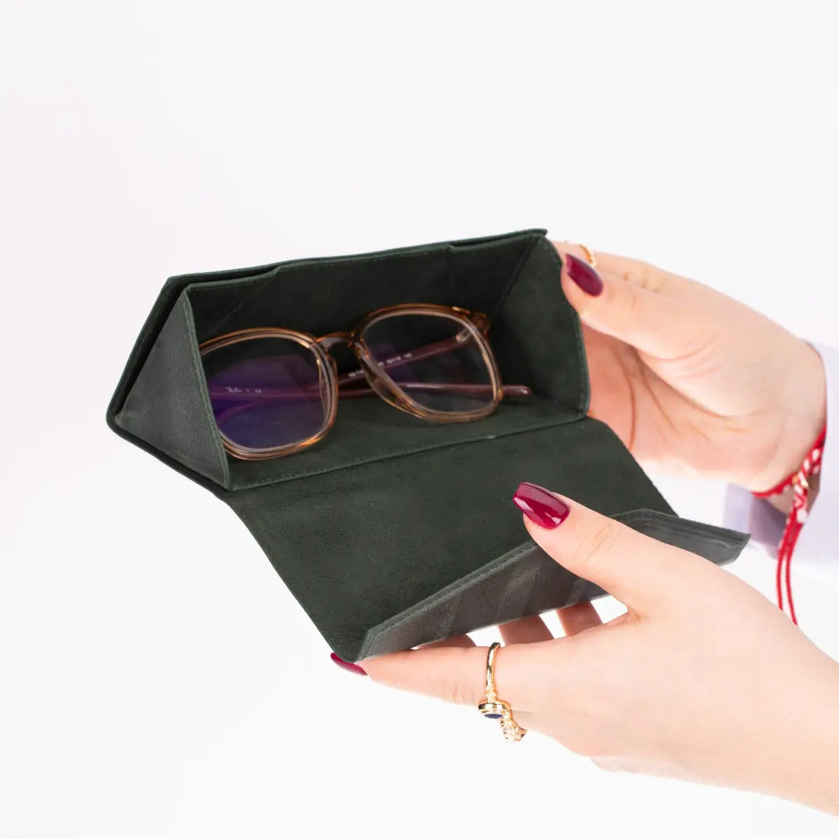 Green Leather Glasses Case